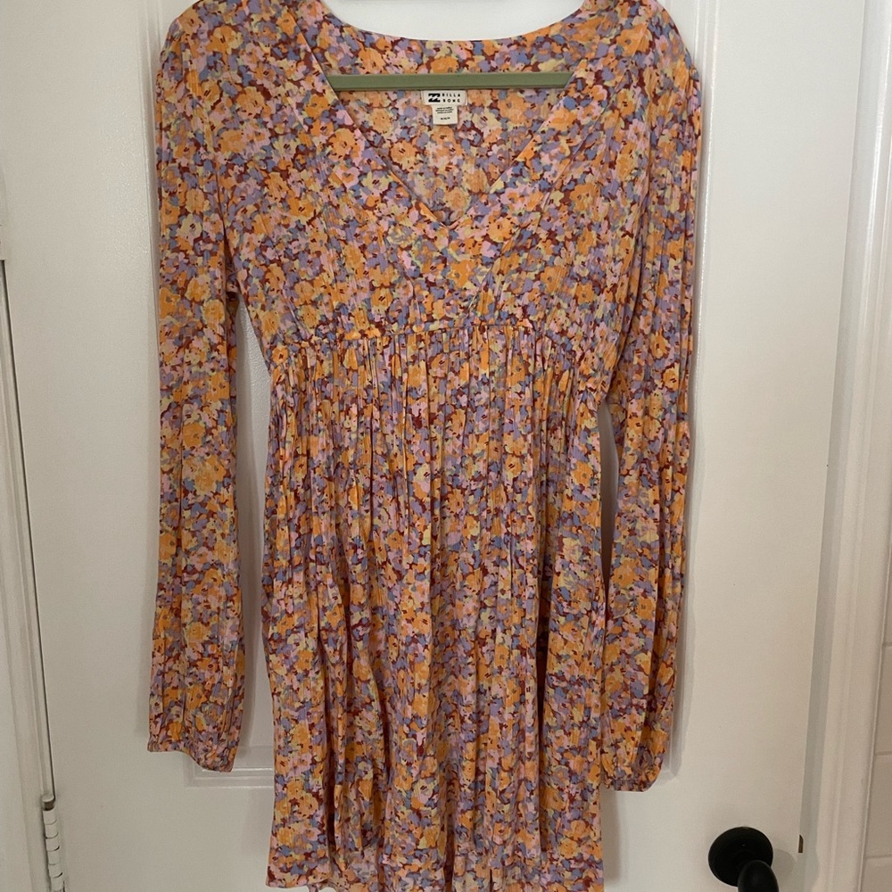 Zara Floral Long Sleeve Dress - Purple and Orange